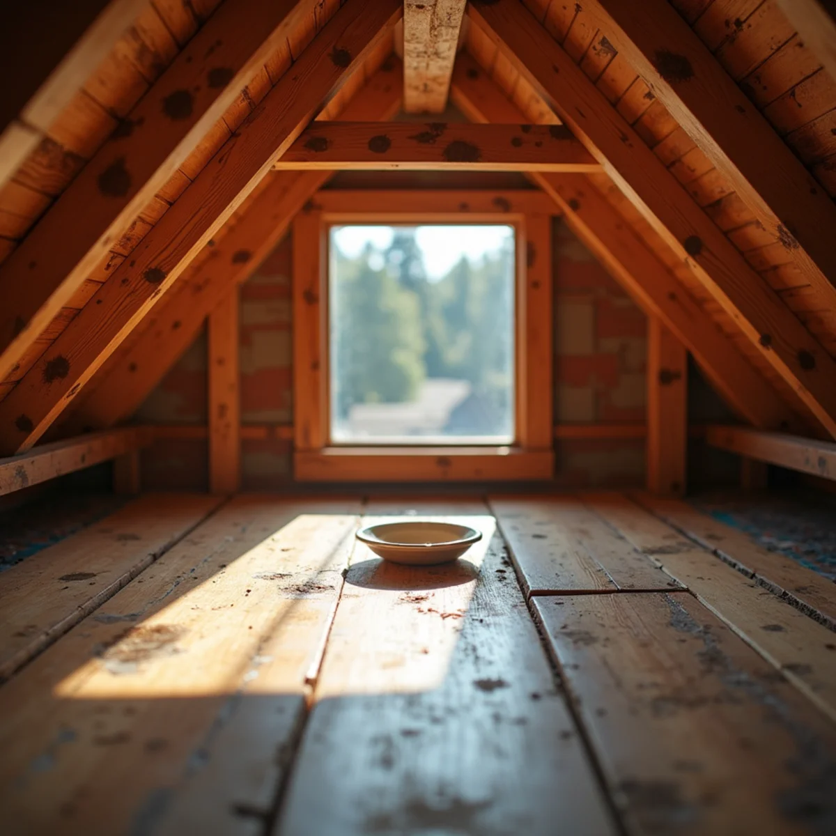 6. Faint Yellow Ceiling Stains or Damp Attic Joists