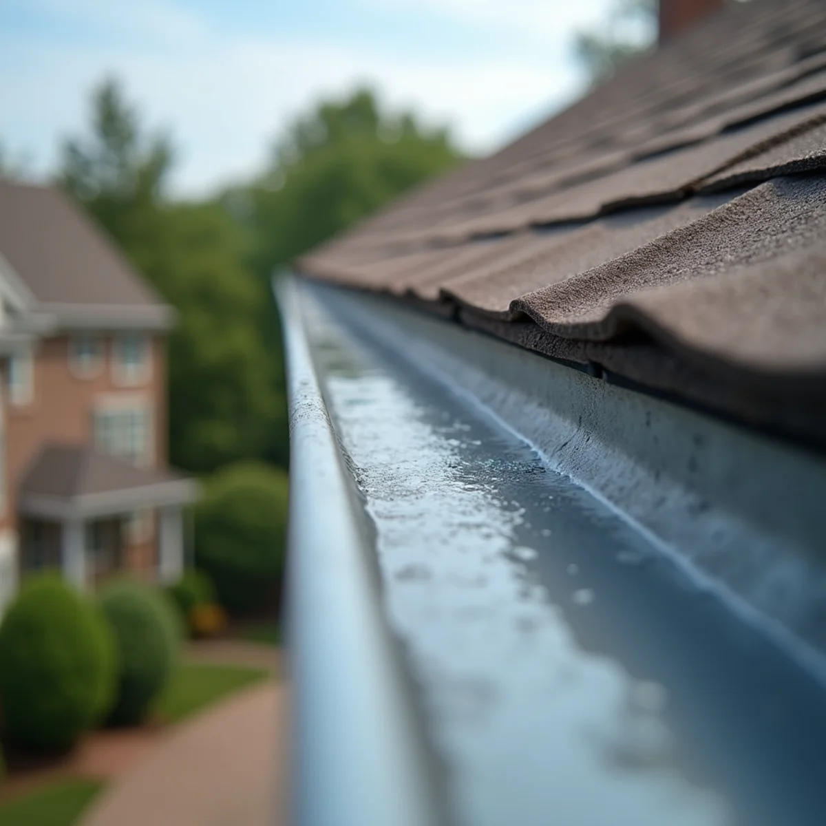 Eave metal drip edge directing rain runoff safely away from wooden fascia