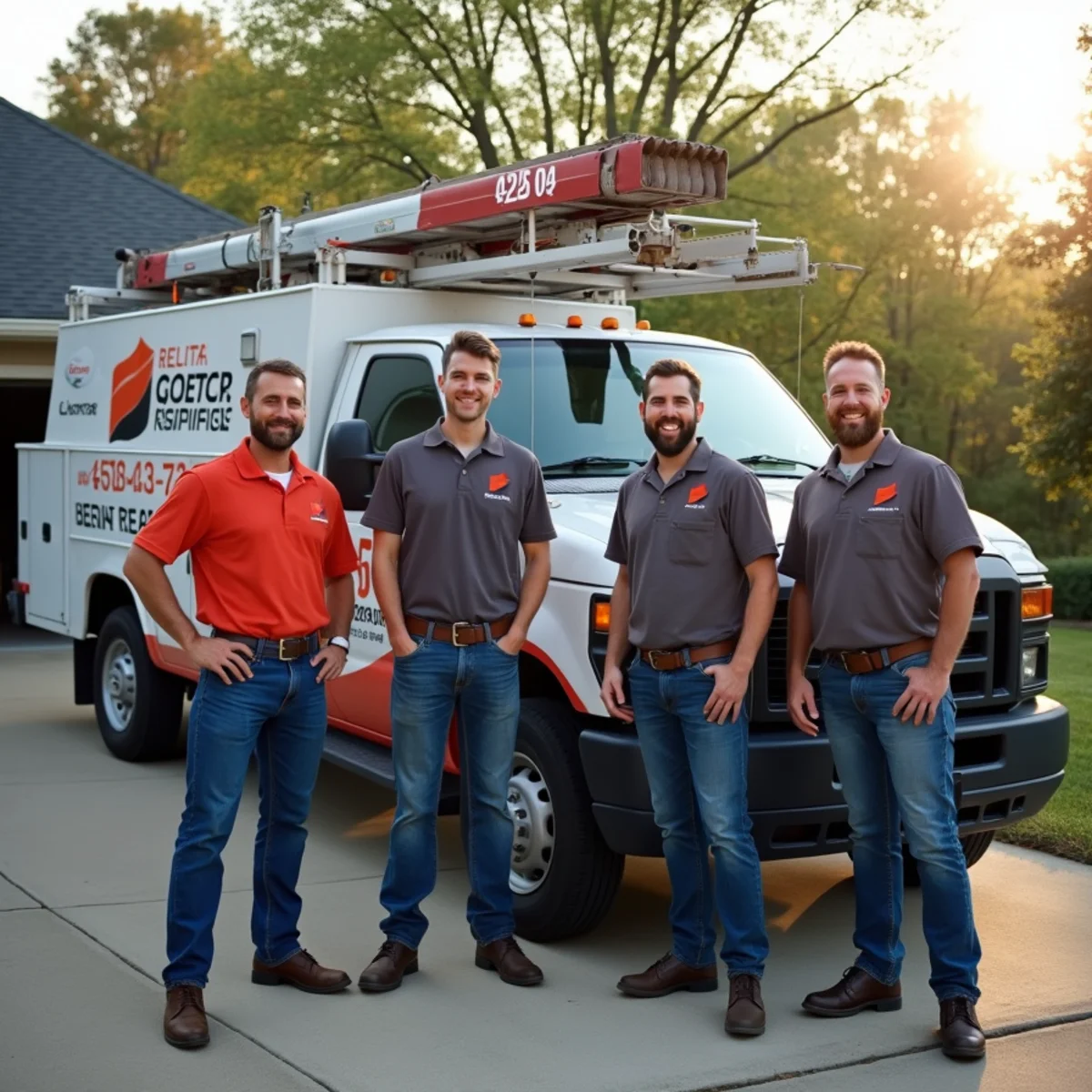Ernest Roofing professional crew staging safety equipment on a Little Rock Arkansas roofing project
