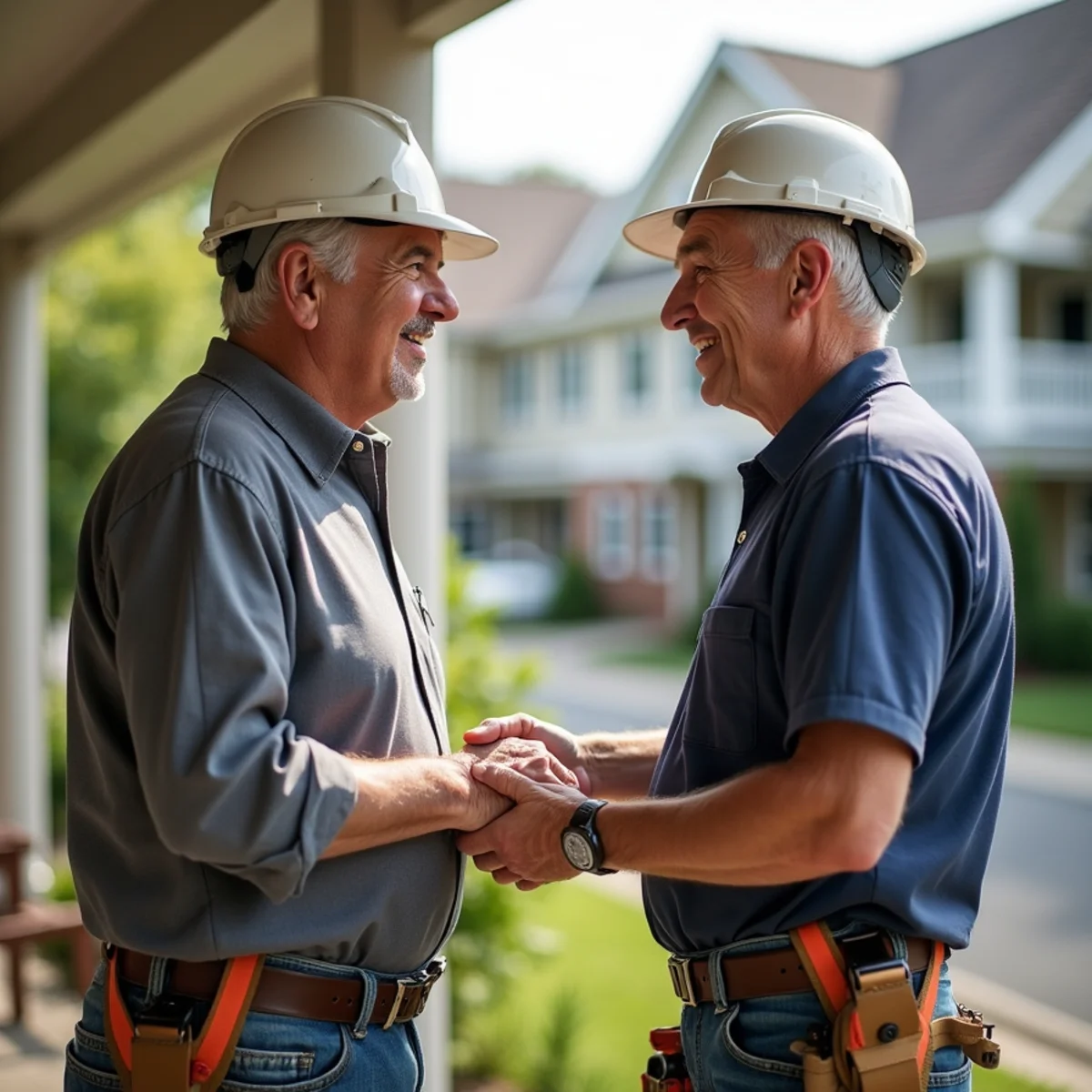 Satisfied Little Rock homeowner receiving completed roof inspection report from Ernest Roofing