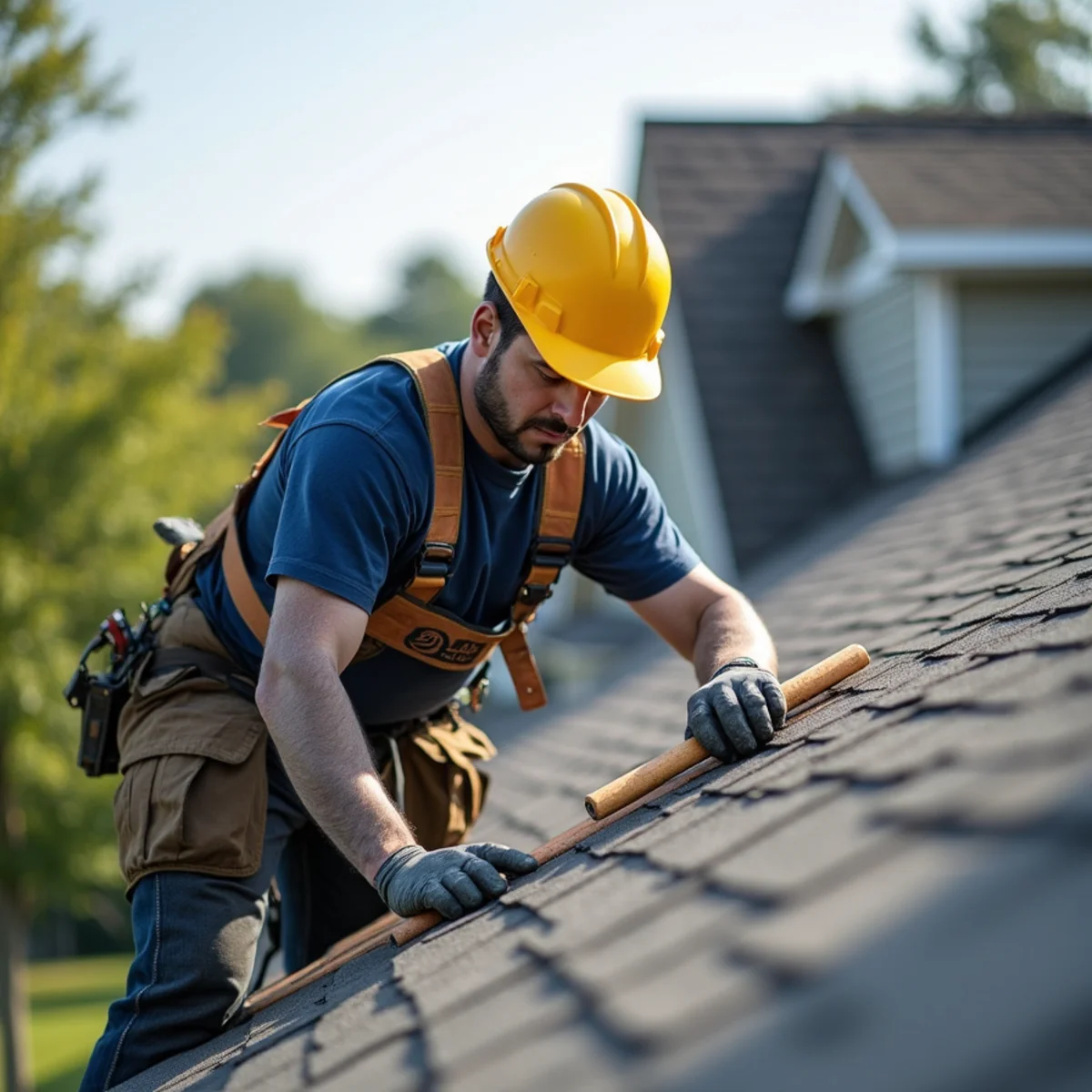 Roofing contractor reviewing damage assessment photos with insurance paperwork in Little Rock