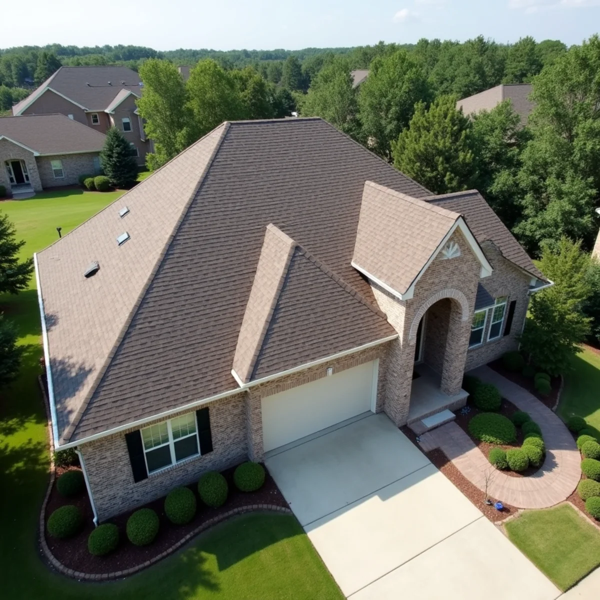Completed residential shingle roofing installation by Ernest Roofing in Bald Knob, Arkansas