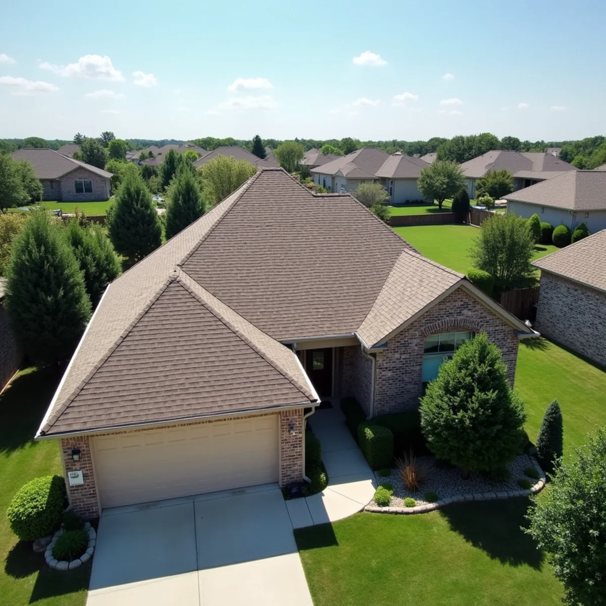 Completed residential shingle roofing installation by Ernest Roofing in Cammack Village, Arkansas