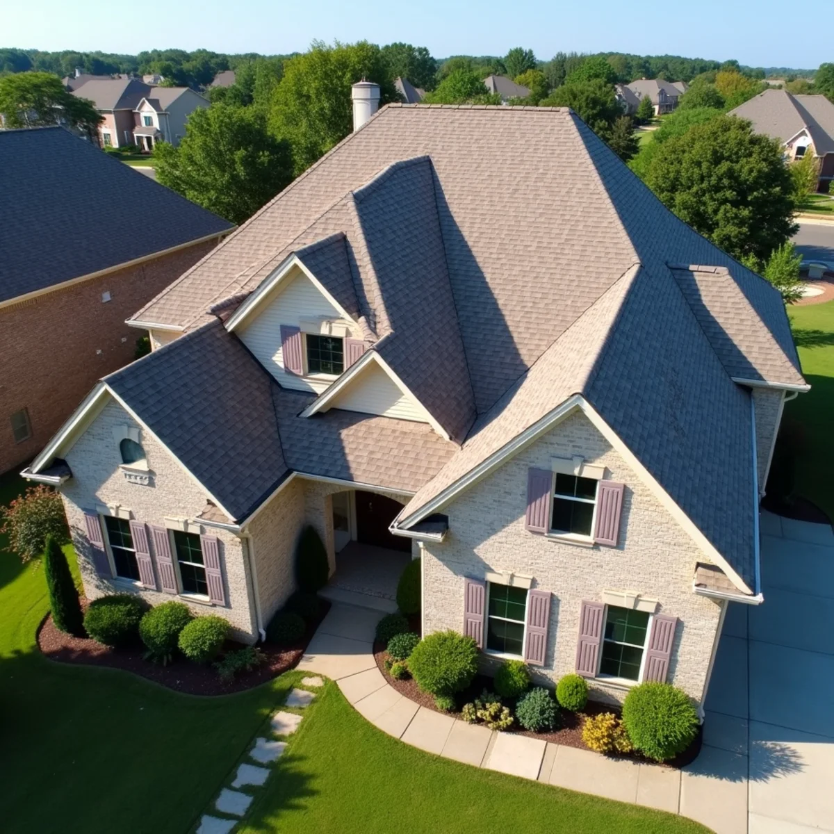 Completed residential shingle roofing installation by Ernest Roofing in Carlisle, Arkansas