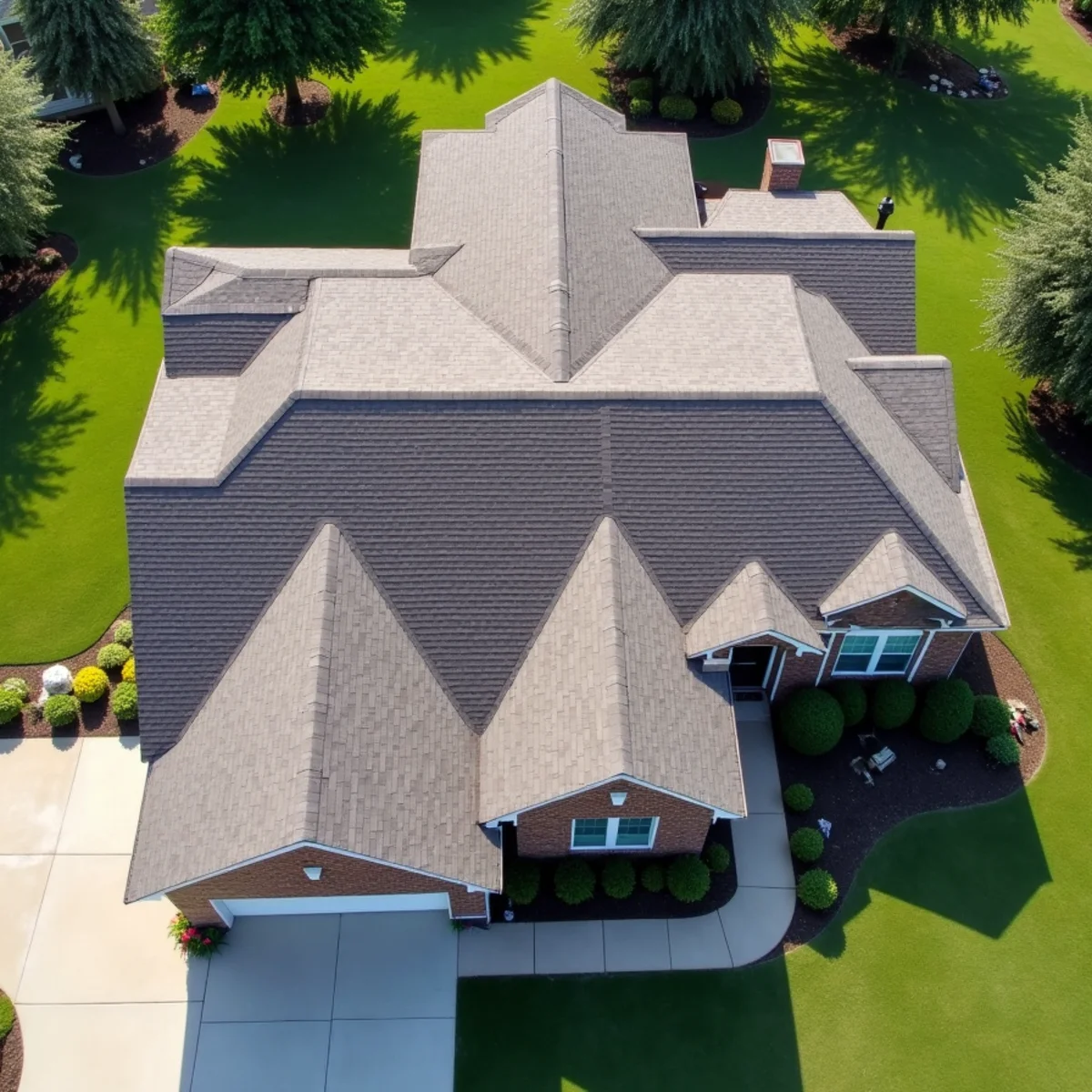 Completed residential shingle roofing installation by Ernest Roofing in Clinton, Arkansas