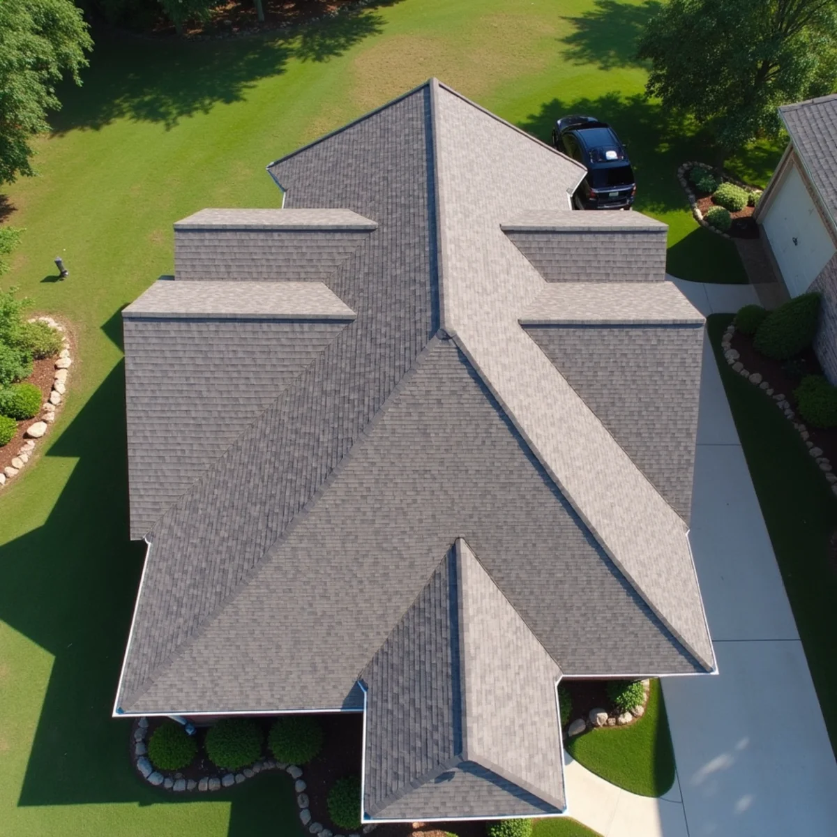Completed residential shingle roofing installation by Ernest Roofing in College Station, Arkansas