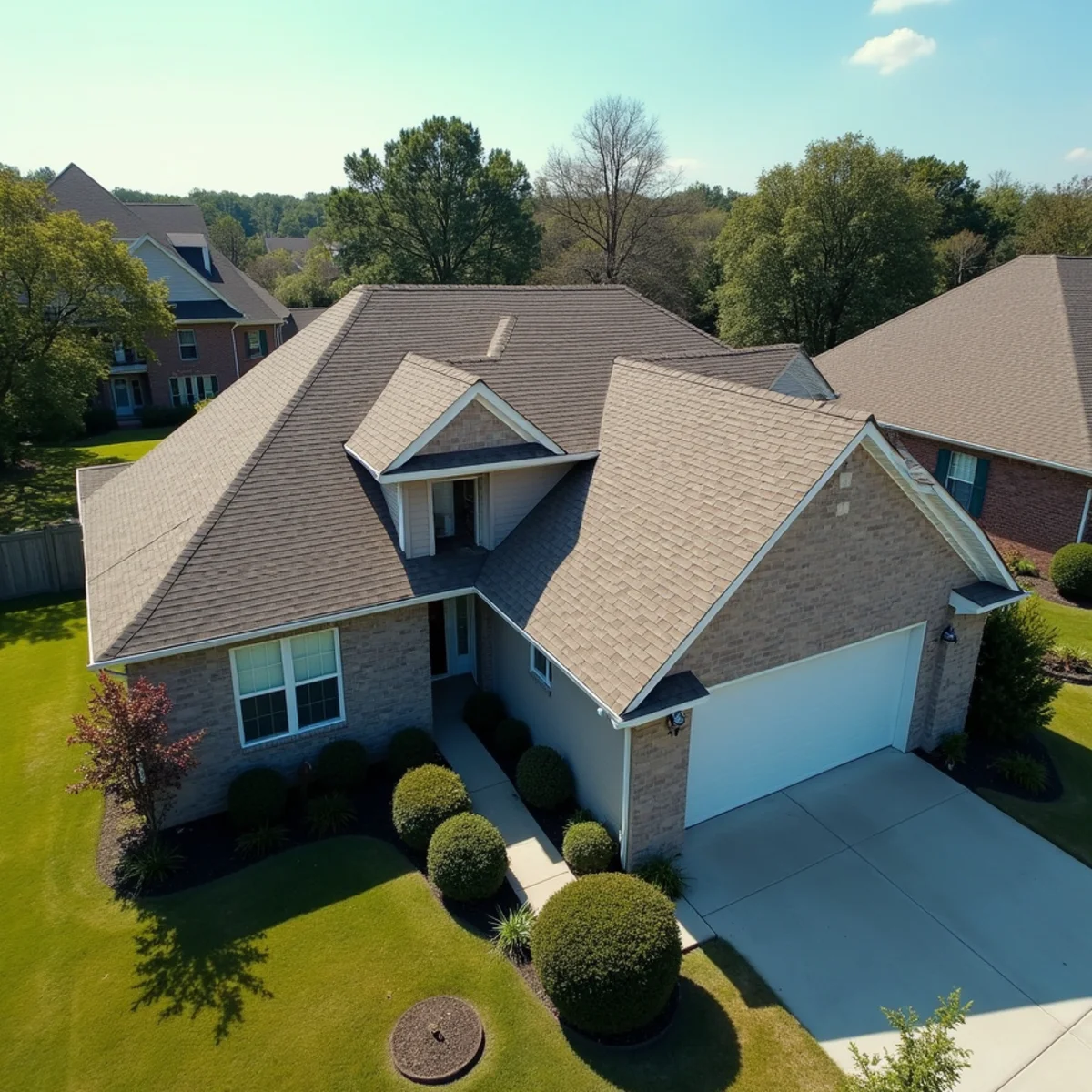 Completed residential shingle roofing installation by Ernest Roofing in Conway County, Arkansas