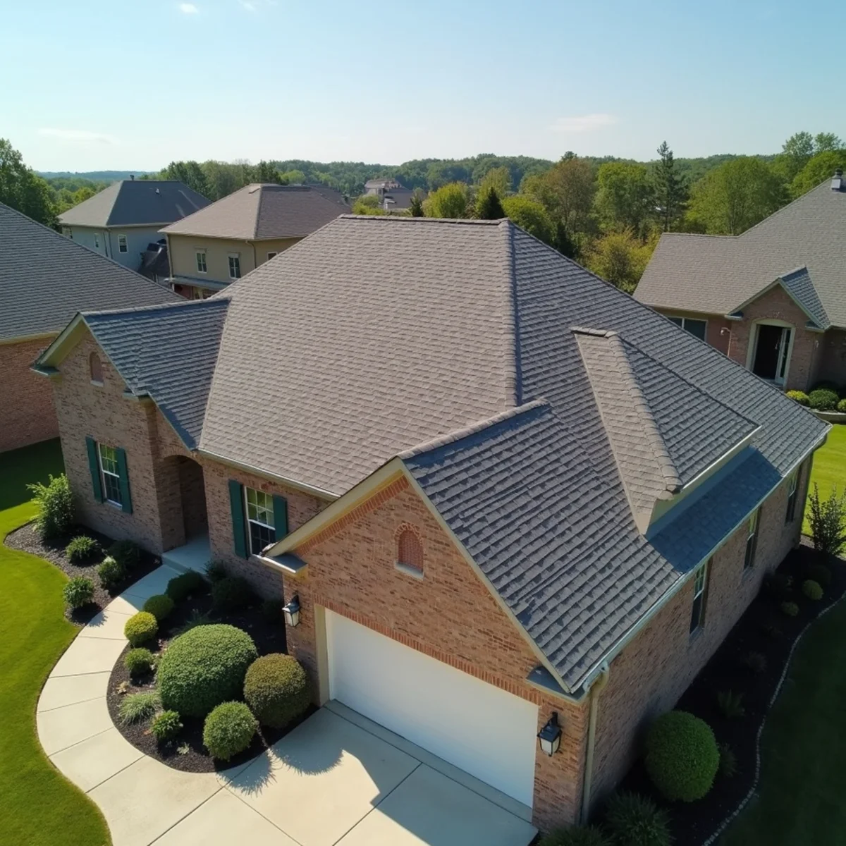 Completed residential shingle roofing installation by Ernest Roofing in England, Arkansas