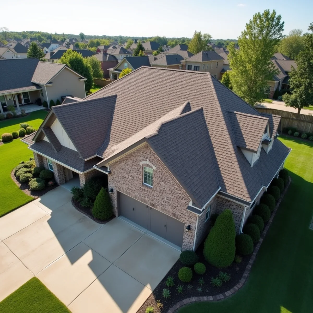 Completed residential shingle roofing installation by Ernest Roofing in Gibson, Arkansas