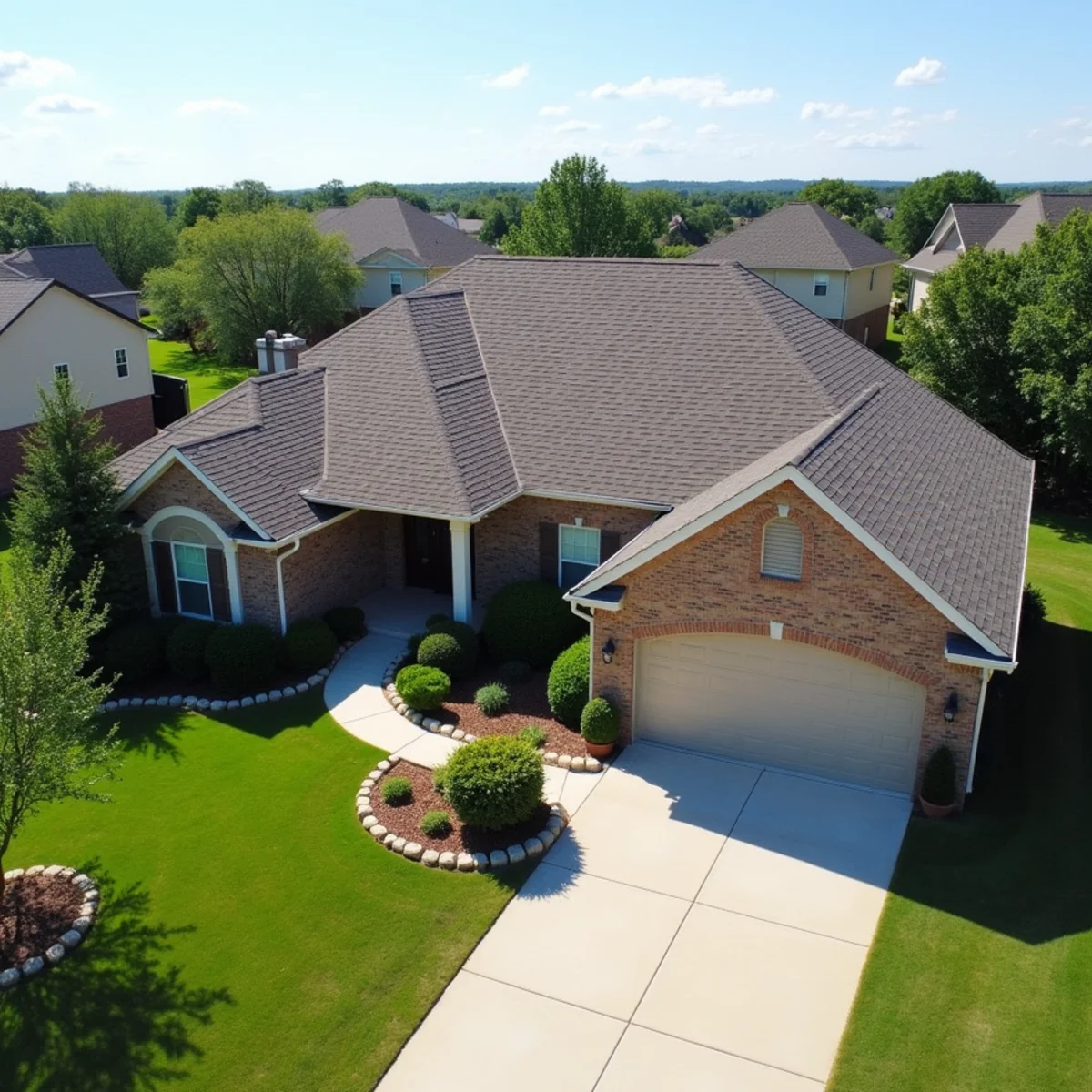 Completed residential shingle roofing installation by Ernest Roofing in Grant County, Arkansas