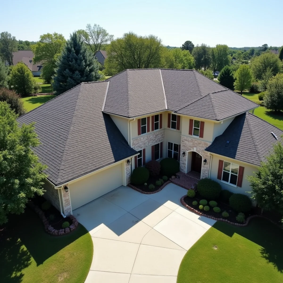 Completed residential shingle roofing installation by Ernest Roofing in Greenbrier, Arkansas