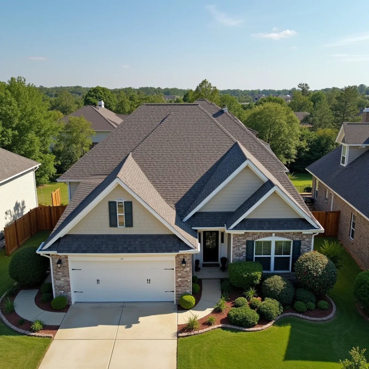 Completed residential shingle roofing installation by Ernest Roofing in Jacksonville, Arkansas