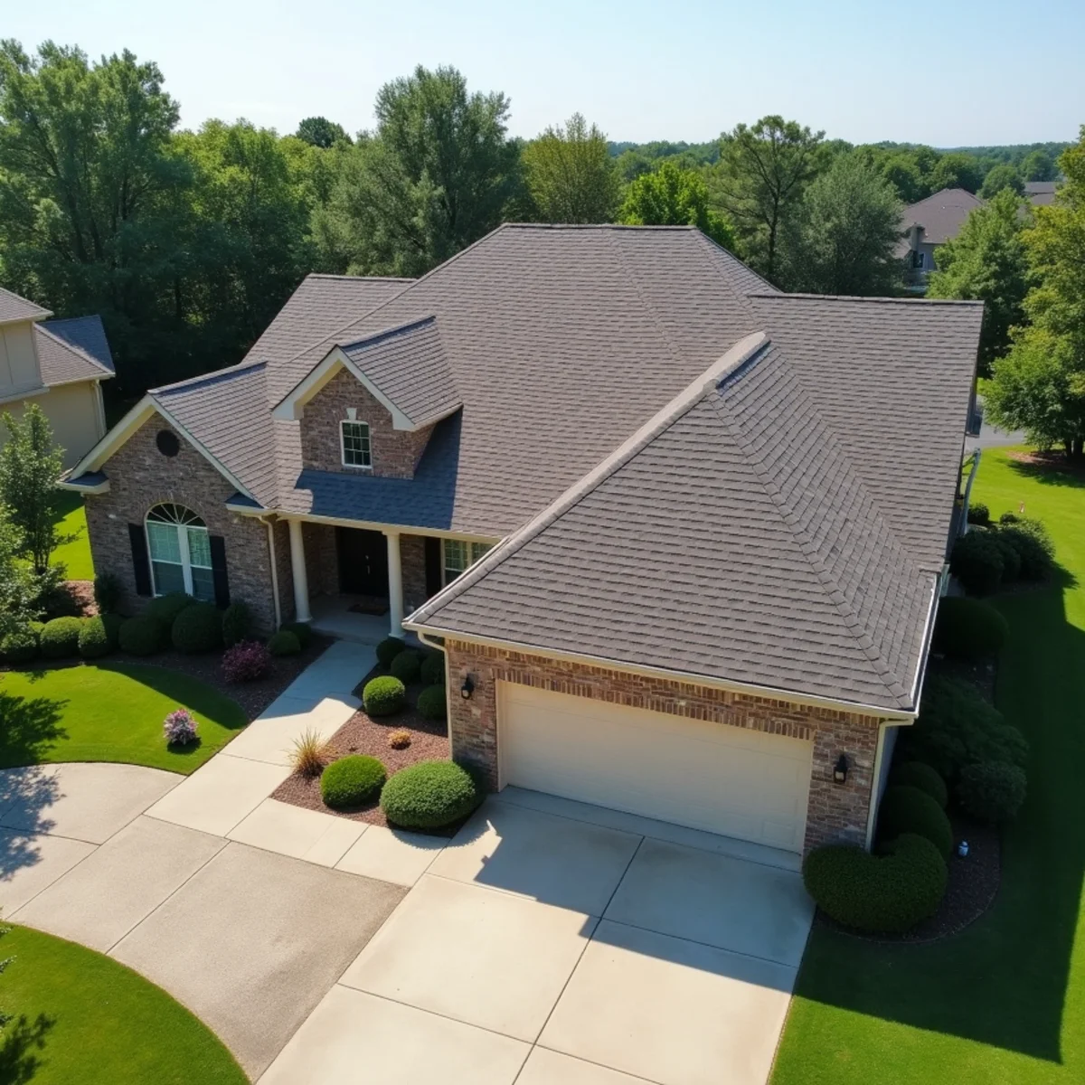 Completed residential shingle roofing installation by Ernest Roofing in Kensett, Arkansas