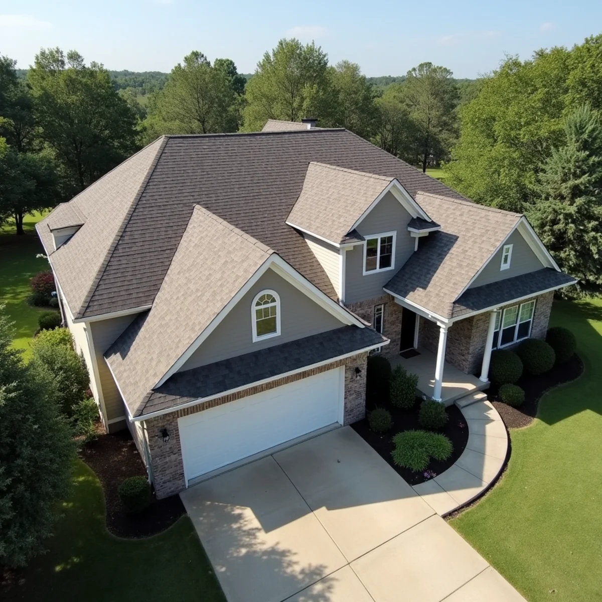 Completed residential shingle roofing installation by Ernest Roofing in Lonoke, Arkansas