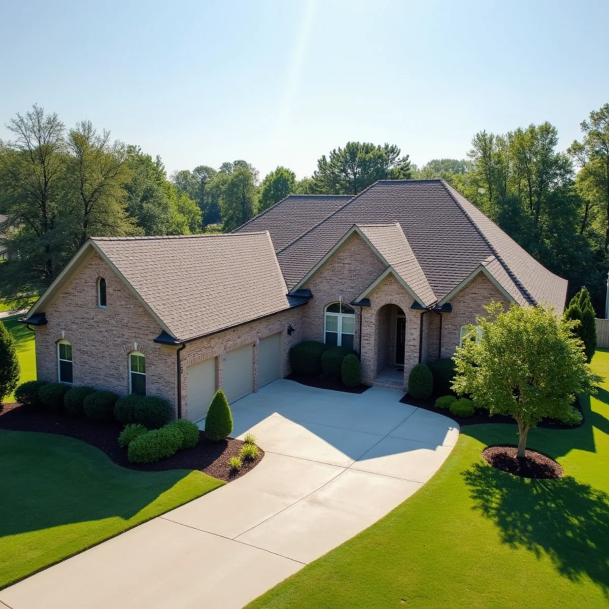 Completed residential shingle roofing installation by Ernest Roofing in Lonoke County, Arkansas