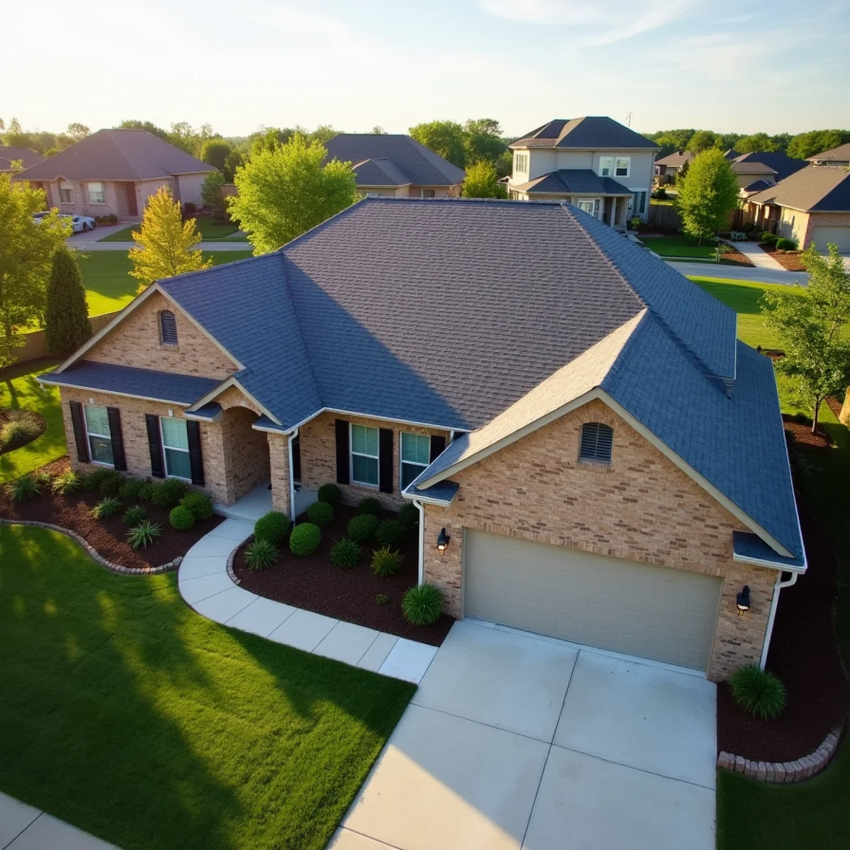 Completed residential shingle roofing installation by Ernest Roofing in Malvern, Arkansas