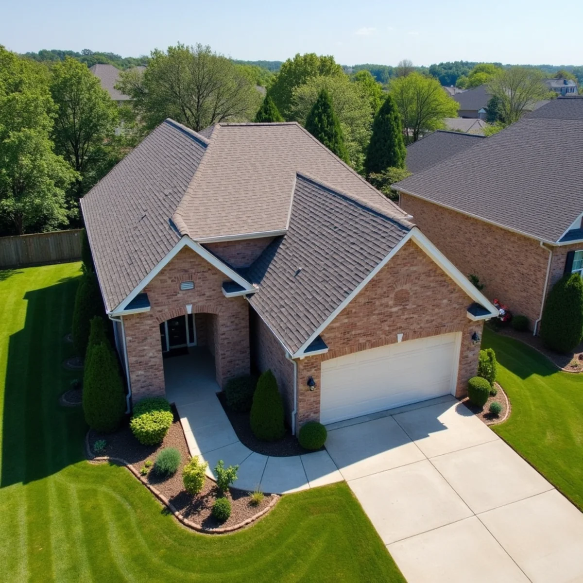 Completed residential shingle roofing installation by Ernest Roofing in Maumelle, Arkansas