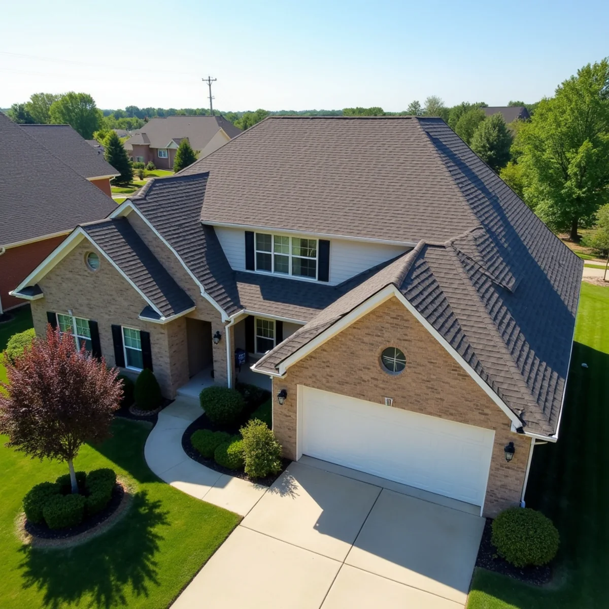 Completed residential shingle roofing installation by Ernest Roofing in Morrilton, Arkansas