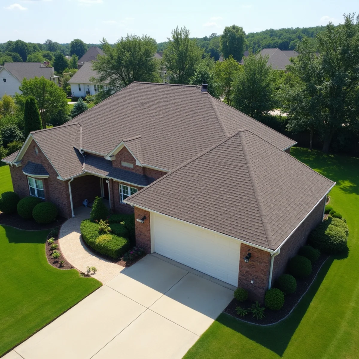 Completed residential shingle roofing installation by Ernest Roofing in Perryville, Arkansas