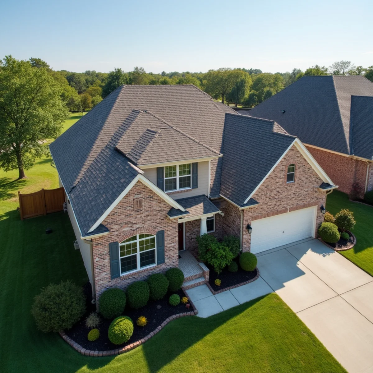 Completed residential shingle roofing installation by Ernest Roofing in Prairie County, Arkansas