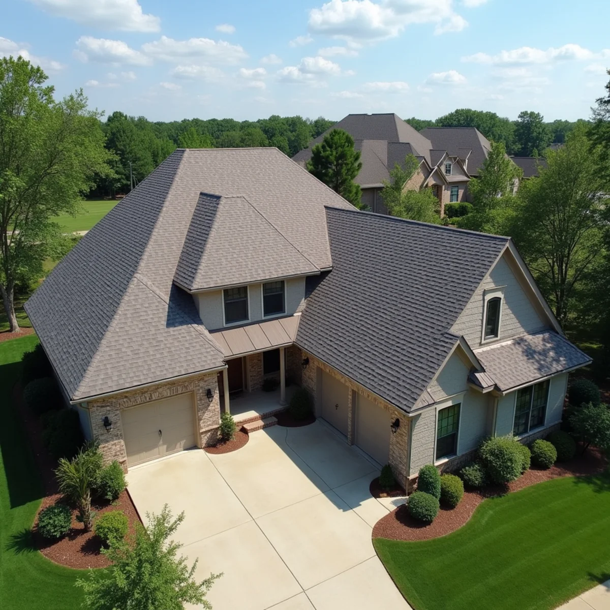Completed residential shingle roofing installation by Ernest Roofing in Vilonia, Arkansas