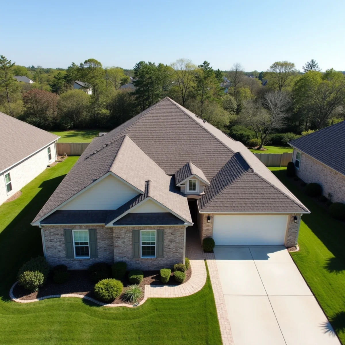 Completed residential shingle roofing installation by Ernest Roofing in Ward, Arkansas